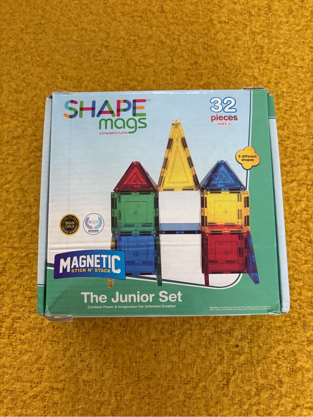 Shape Mags: The Junior Set - Multicolor Magnetic Building Tiles (32 pcs)